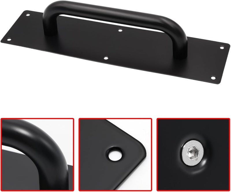 Mormchlots 2Pcs Large Black Stainless Steel Heavy Duty Barn Door Pulls, Pull Push Plate Handle, Pull and Push Plate Handle for Wooden or Composite Door(1 Pair) - Image 4
